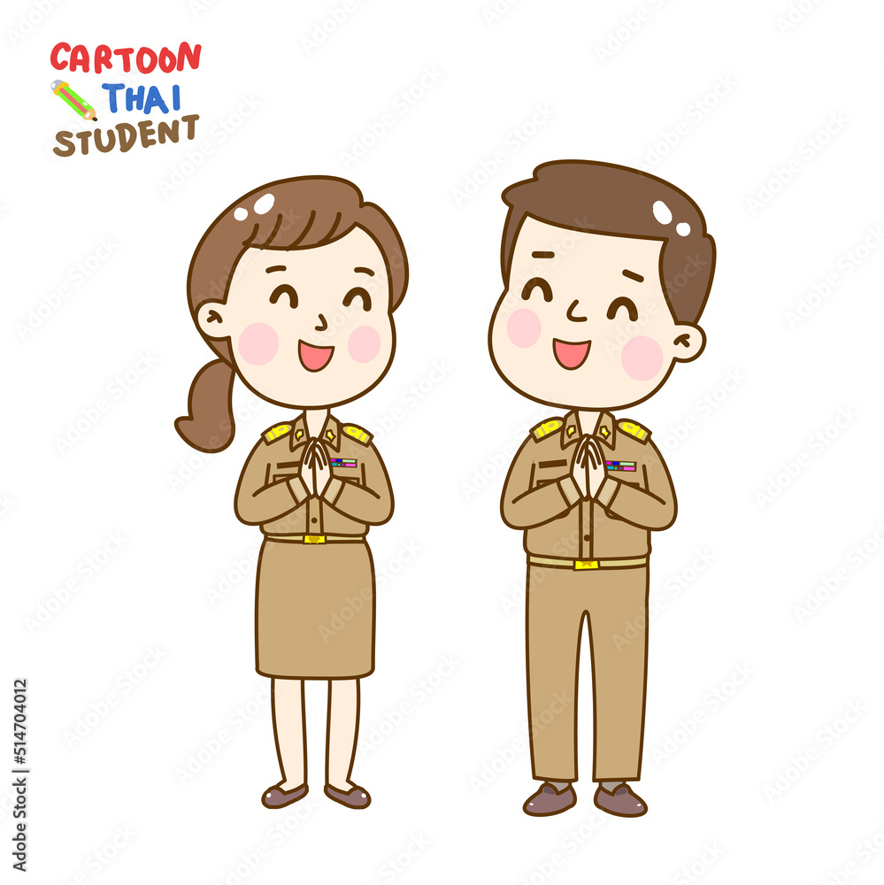 Cartoon Cute Thai Teacher Character. Stock Vector | Adobe Stock