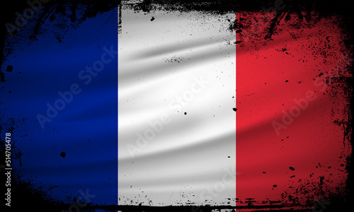 New Abstract france flag background vector with grunge stroke style. France Independence Day Vector Illustration.