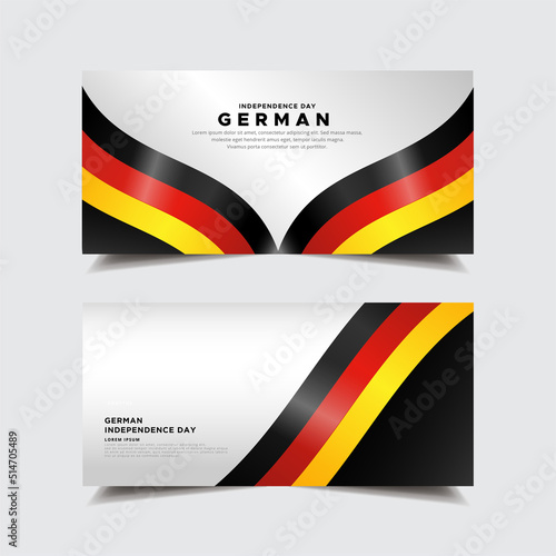 Collection of german independence day design banner. German independence day with wavy flag vector.