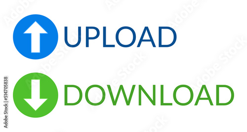 Vector illustration of upload and download symbols.