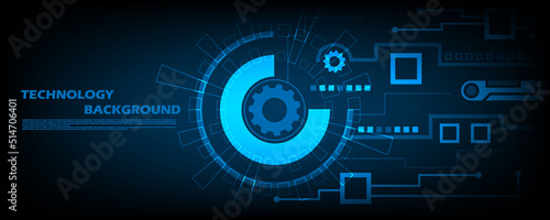 Abstract Vector Futuristic digital gear circle and future interface theme technology background. EP.5