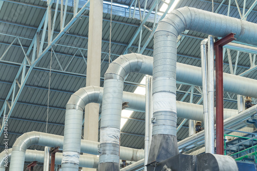 Large pipes in industrial plants for use in the air