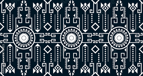 Abstract ethnic geometric print pattern design repeating background texture in black and white. EP.15 photo