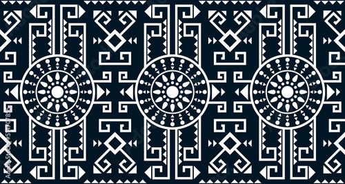 Abstract ethnic geometric print pattern design repeating background texture in black and white. EP.22