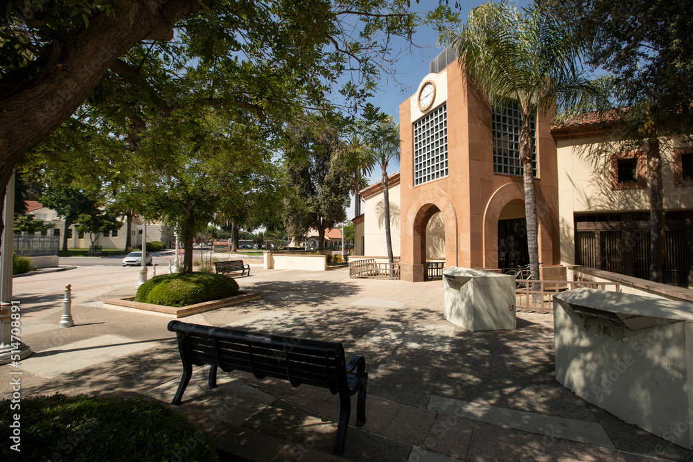 Daytime view of the historic downtown area of Perris, California, USA