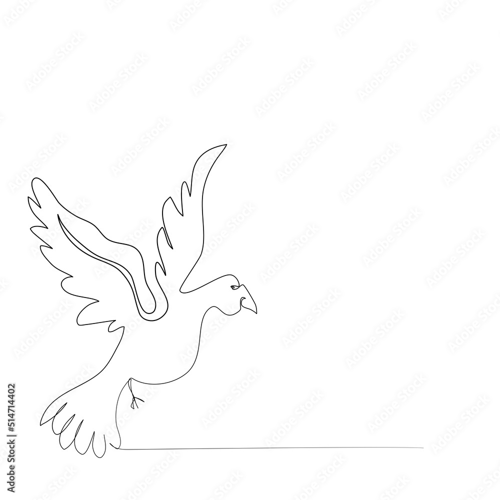 Continue line of bird flying icon on white background. Continuous single line drawing Of Bird flying.Vector isolate flat design concept for World peace day.International day of peace on September 21. Continue line of bird flying icon on white background. Continuous single line drawing Of Bird flying.Vector isolate flat design concept for World peace day.International day of peace on September 21.