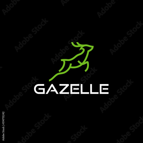 Gazelle, Antelope Jump Outline Illustration Logo