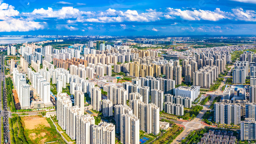 Real-Estate Properties with Office Buildings and Residential Apartments in Haikou City, Hainan Province, China, Asia.