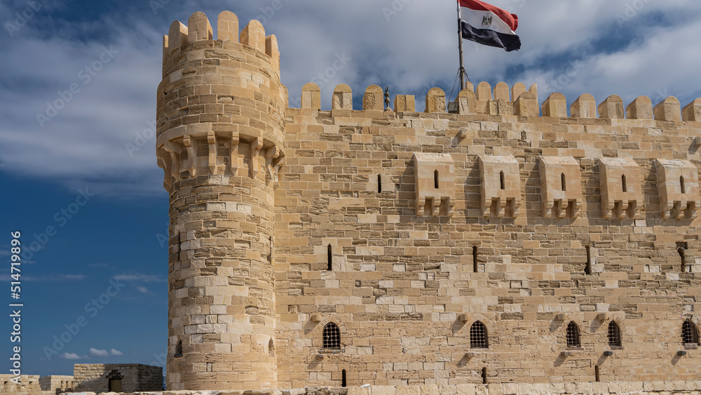 An ancient Citadel of Qaitbay in Alexandria. A fragment of a brick wall