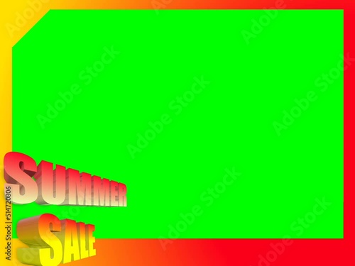 frame template summer sale with green background with 3D text