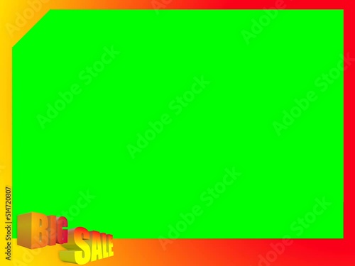 Frame template. Big sale with text 3D