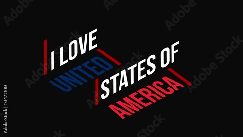 
i love united states of america text with black background for happy independence day usa and independence day of america.