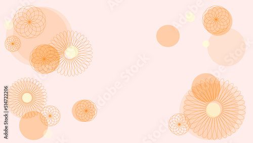 ボタニカル風のオレンジフラワー（幾何学模様）