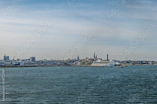 View of city Tallinn Estonia from baltic Sea