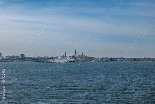 View of city Tallinn Estonia from baltic Sea