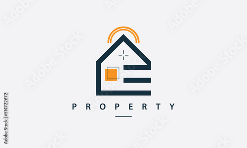 Decorative house logo design concept. Design emblem for home, property, real estate, architecture, structure, planning, interior and exterior decoration.