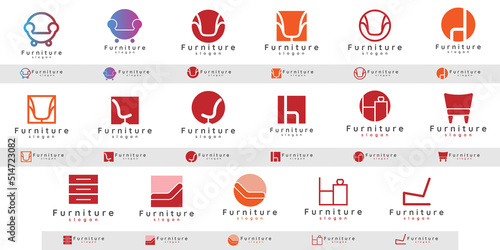Furniture Logo Set Design Vector