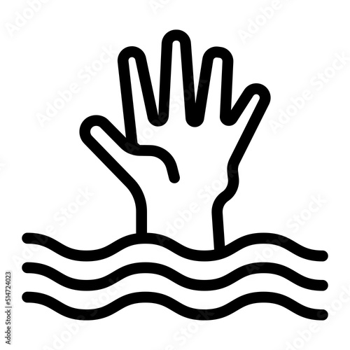 Drowning line icon