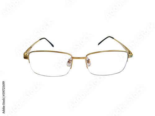 Golden glasses isolated on a white background. gold rimmed square glasses Women's & Men's Accessories Optics Good Looking Lenses Vintage Trend