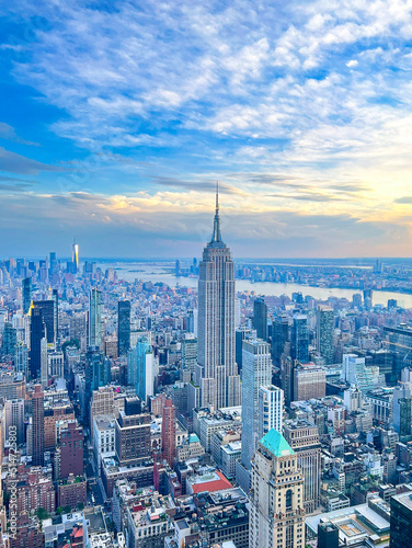 New York City skyscrapers at sunset  NYC  USA