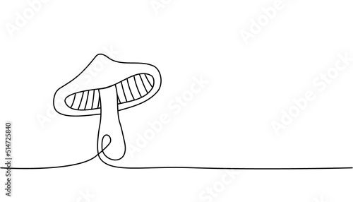 Mushroom one line continuous drawing. Mushroom continuous one line illustration. Vector minimalist linear illustration