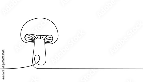 Mushroom one line continuous drawing. Mushroom continuous one line illustration. Vector minimalist linear illustration