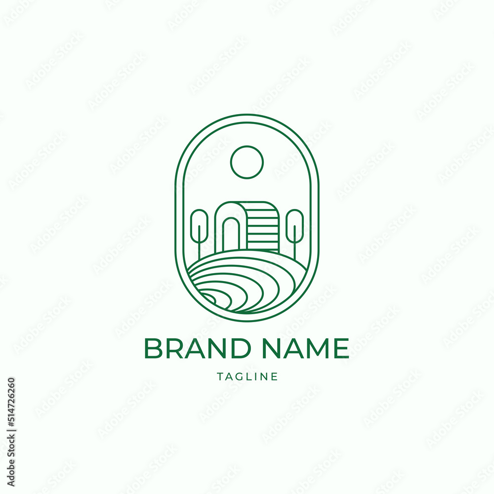 Fototapeta premium agriculture line outline minimalist Logo. village logo