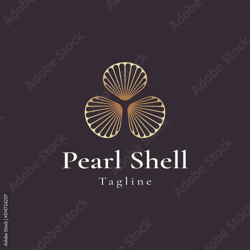 luxury and elegant gold colored pearl shell logo template
