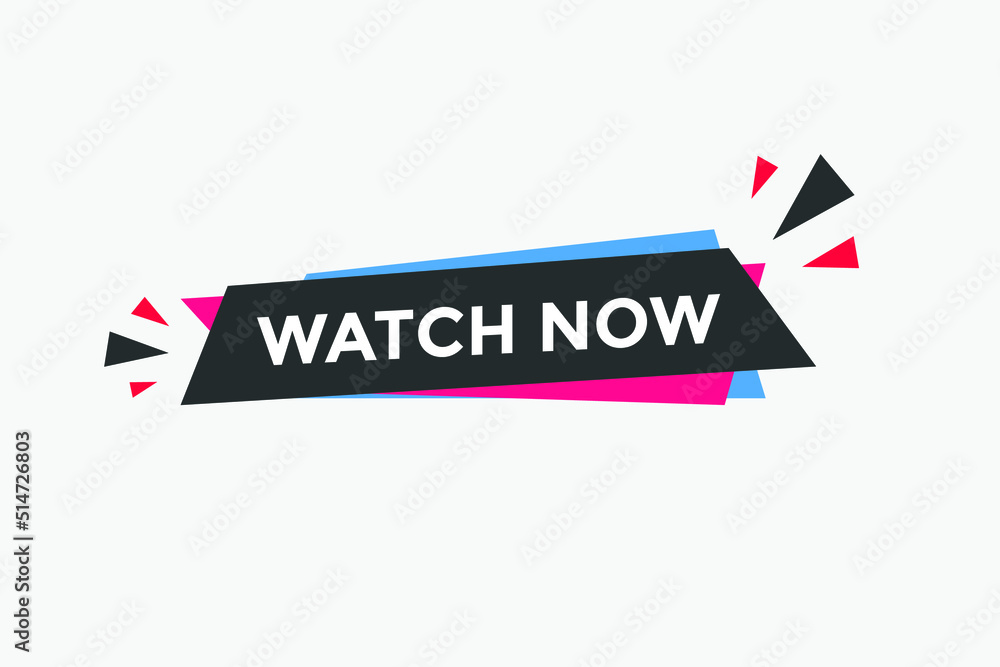 Watch now text button. Colorful web banner Watch now. Vector illustration Watch now text button. Colorful web banner Watch now. Vector illustration