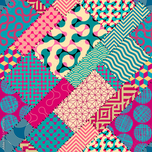 Patchwork textile pattern. Seamless quilting design background.