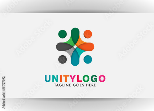 unity logo design. teamwork symbol. united Community human Logo template vector. crowd Community health care. Abstract Community logo