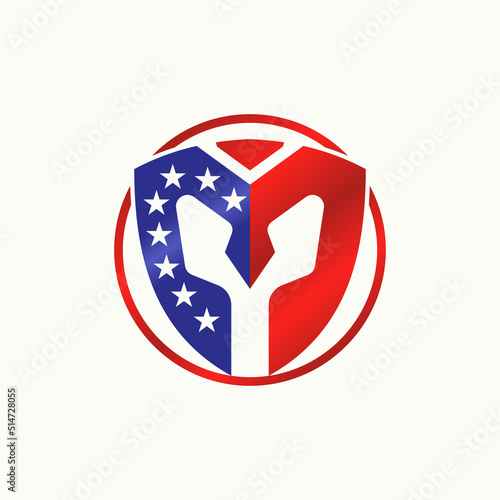 Simple but unique emblem with letter or word M font inside like trojan helmet image graphic icon logo design abstract concept vector stock. Can be used as symbol related to army or monogram