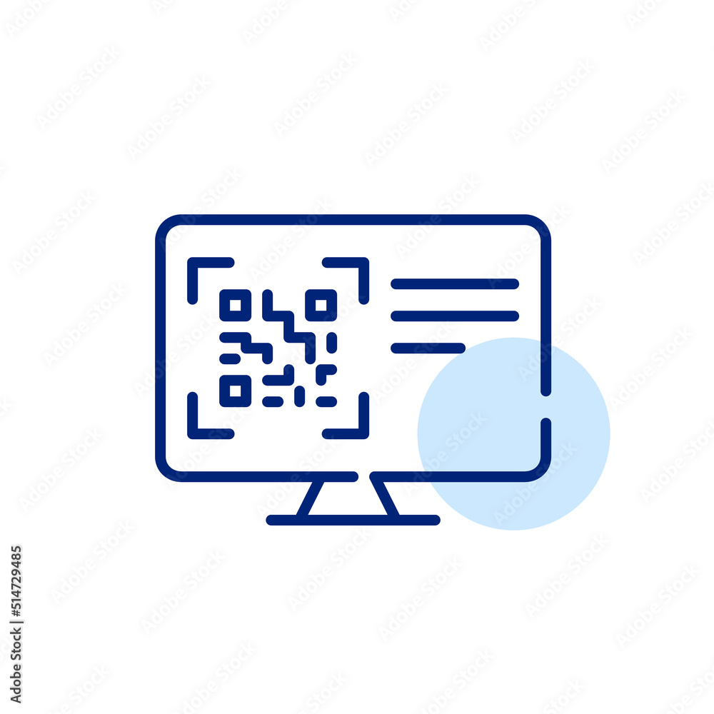 Scan a qr code on a website. Pixel perfect, editable stroke line art icon Scan a qr code on a website. Pixel perfect, editable stroke line art icon