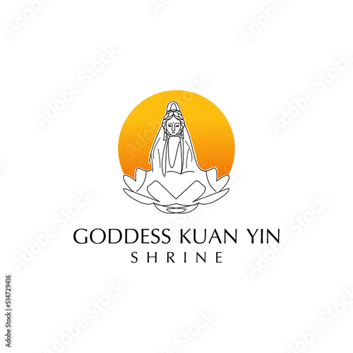 Goddess kuan yin  logo icon design vector 