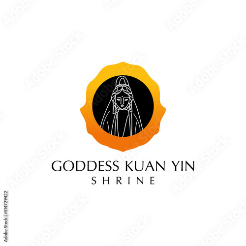 Goddess kuan yin  logo icon design vector 