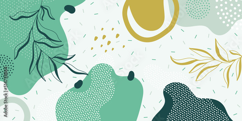 Cute doodle pattern background with abstract shapes and dots. Modern vector pattern for Banner, Flyer, Cover...
