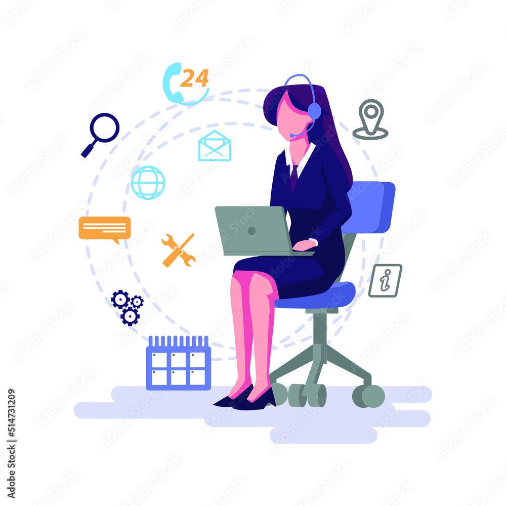 24 hours 7 days service flat style illustration vector design 24 hours 7 days service flat style illustration vector design