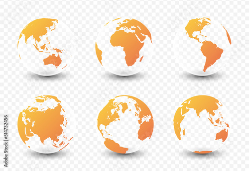 Set of planet earth. Set of earth globe