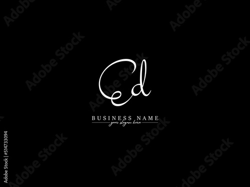 Minimalist ED Signature Logo Image, Signature Ed de Logo Letter Vector Art With Black Color Signature Letter Icon