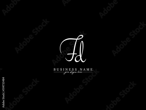 Abstract FD Signature Logo, Signature Fd df Logo Letter Vector Image With New Black Signature Letter Design photo