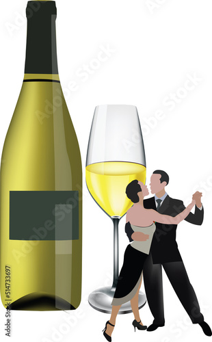 couple of dancers dance glass white wine