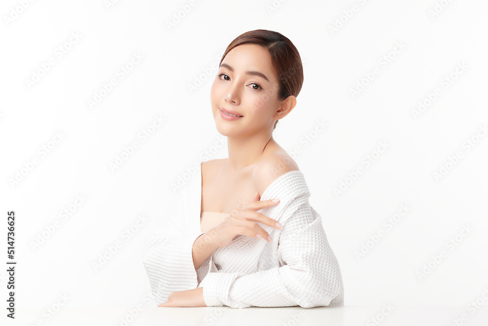Beautiful young asian woman with clean fresh skin on white background, Face care, Facial treatment, Cosmetology, beauty and spa, Asian women portrait. Beautiful young asian woman with clean fresh skin on white background, Face care, Facial treatment, Cosmetology, beauty and spa, Asian women portrait.