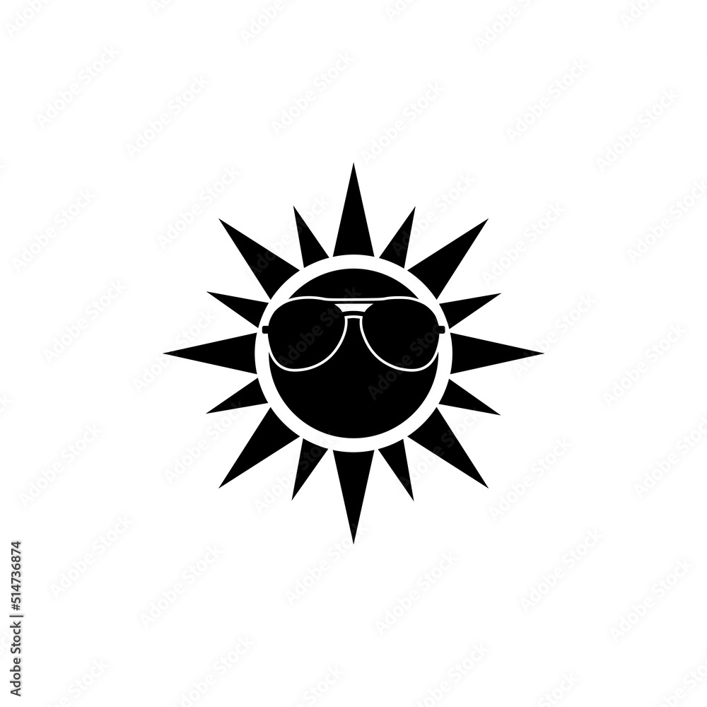 Sun wearing sunglasses icon isolated on white background