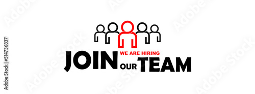 join our team sign on white background	