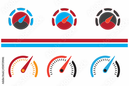 Speedometer icon set vector illustration, speed control measure element | Speed Meter Icon Vector Illustration