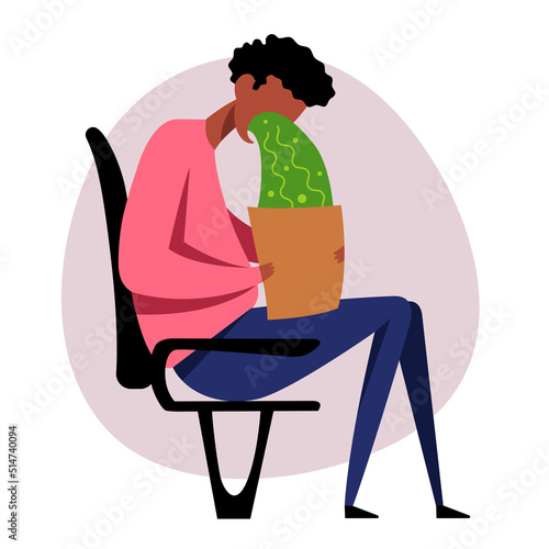 A vector image of a man in the airplane with motion sickness and dizziness. A color image for a travel poster, flyer or article.