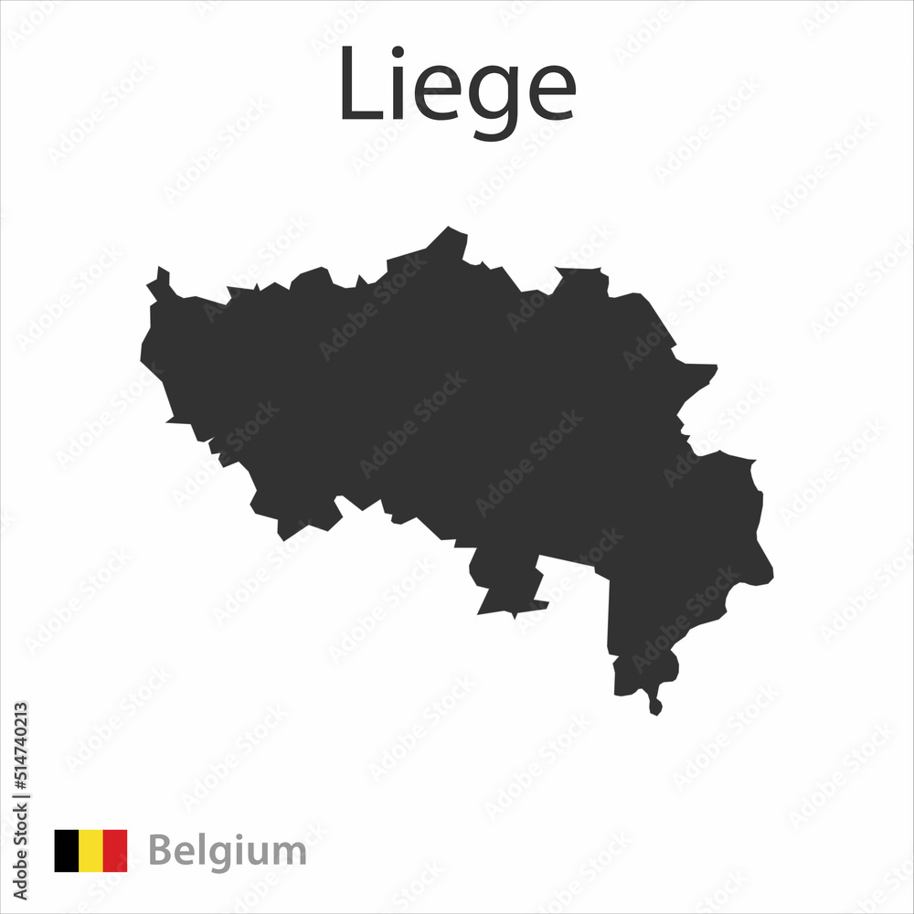 Map of the city of Liege and the flag of Belgium.