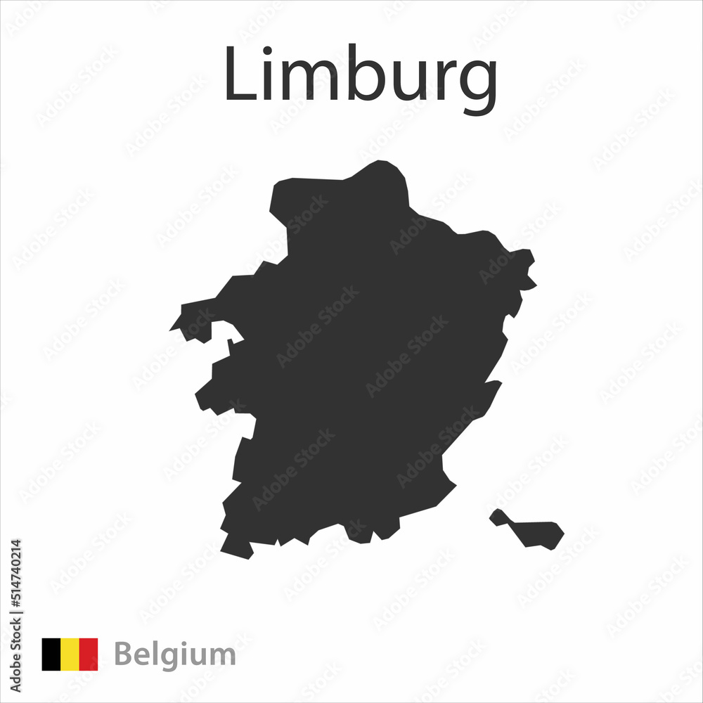 Map of the city of Limburg and the flag of Belgium.