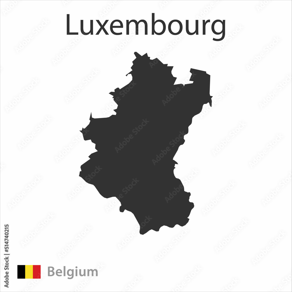 Map of the city of Luxembourg and the flag of Belgium.
