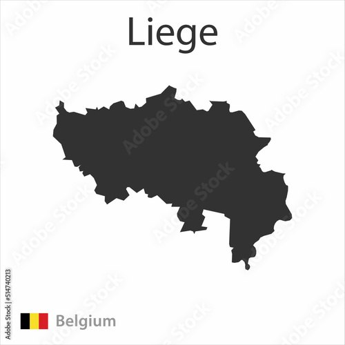 Map of the city of Liege and the flag of Belgium.